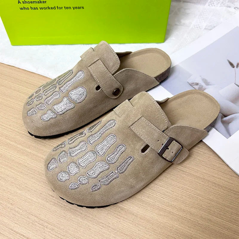 Bone Embro Flat Shoes