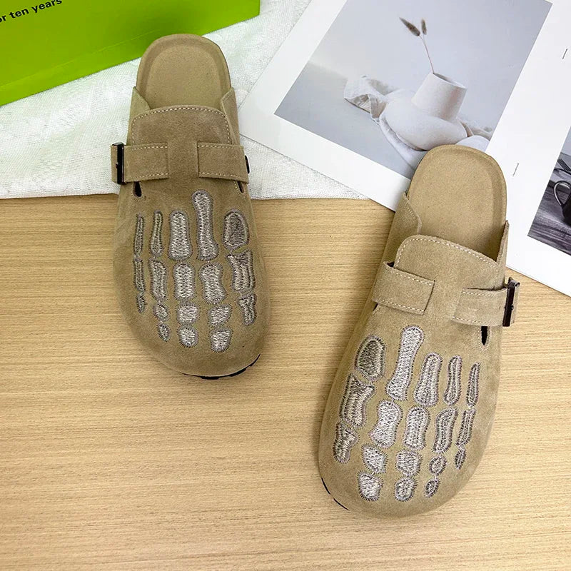 Bone Embro Flat Shoes