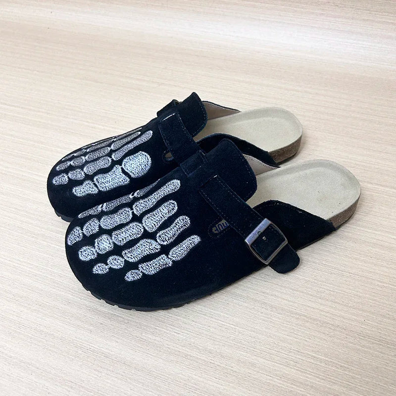 Bone Embro Flat Shoes
